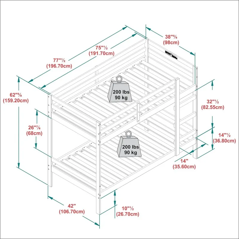 Moderne Tweepersoons Slaapkamer Met Kinderbedframe, Twee Maten