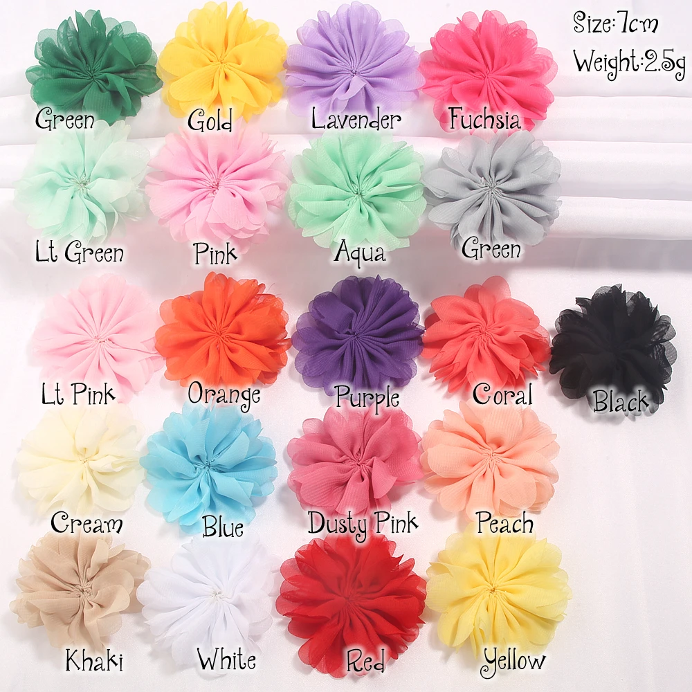 10Pcs 7cm Ballerina Shaped Unfinished Chiffon Fabric Flowers Hair Accessories for Kids Girls Women Haircraft Decoration