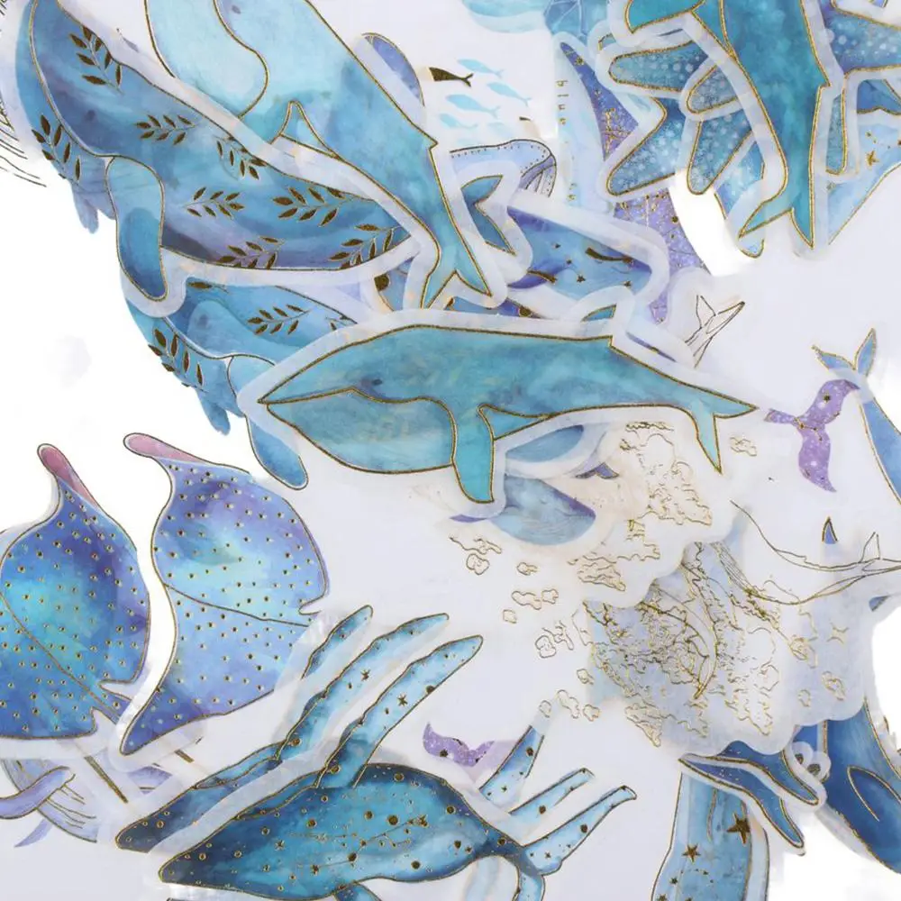 Scrapbooking Supplies Blue Stickers White Washi Paper Washi Stickers Sea Stickers for DIY