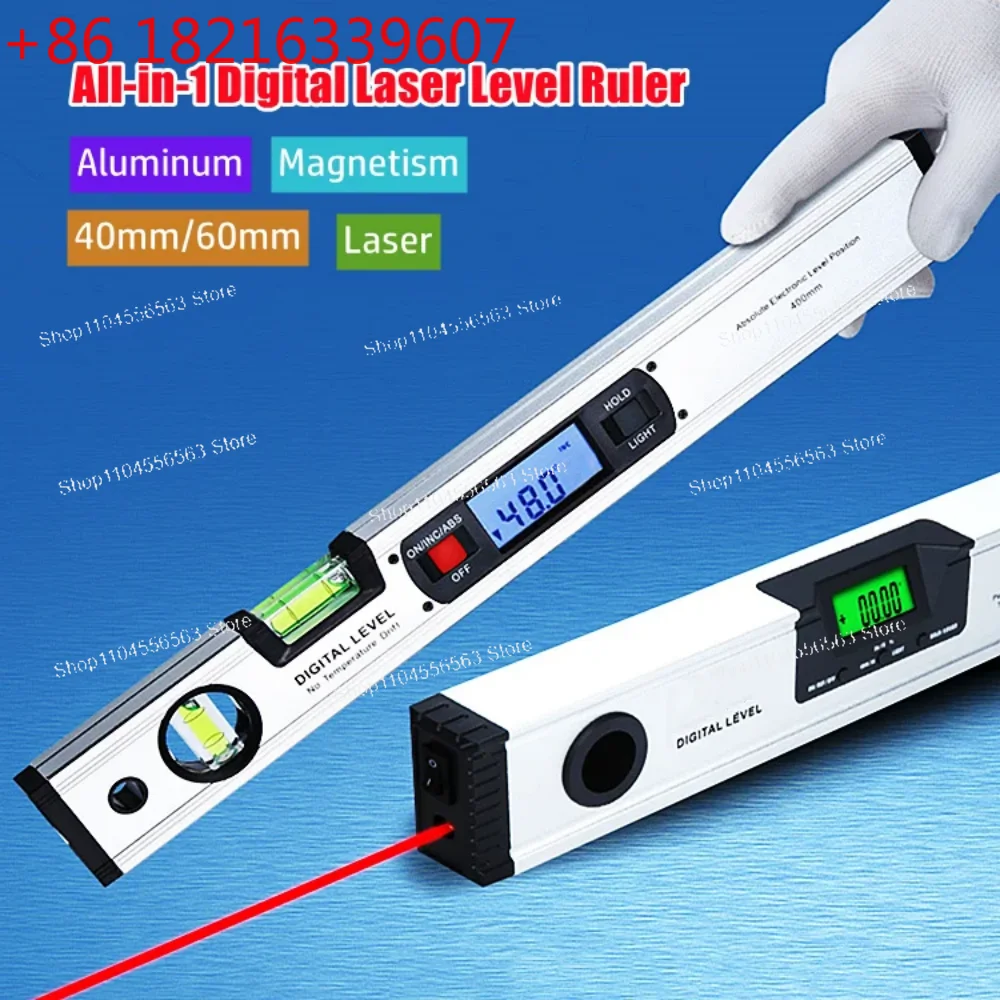 YAO NEW! 40cm/60cm/80cm Electronic Digital Display Level Ruler Aluminum Alloy Angle Inclinometer Laser Infrared Magnetic Level R