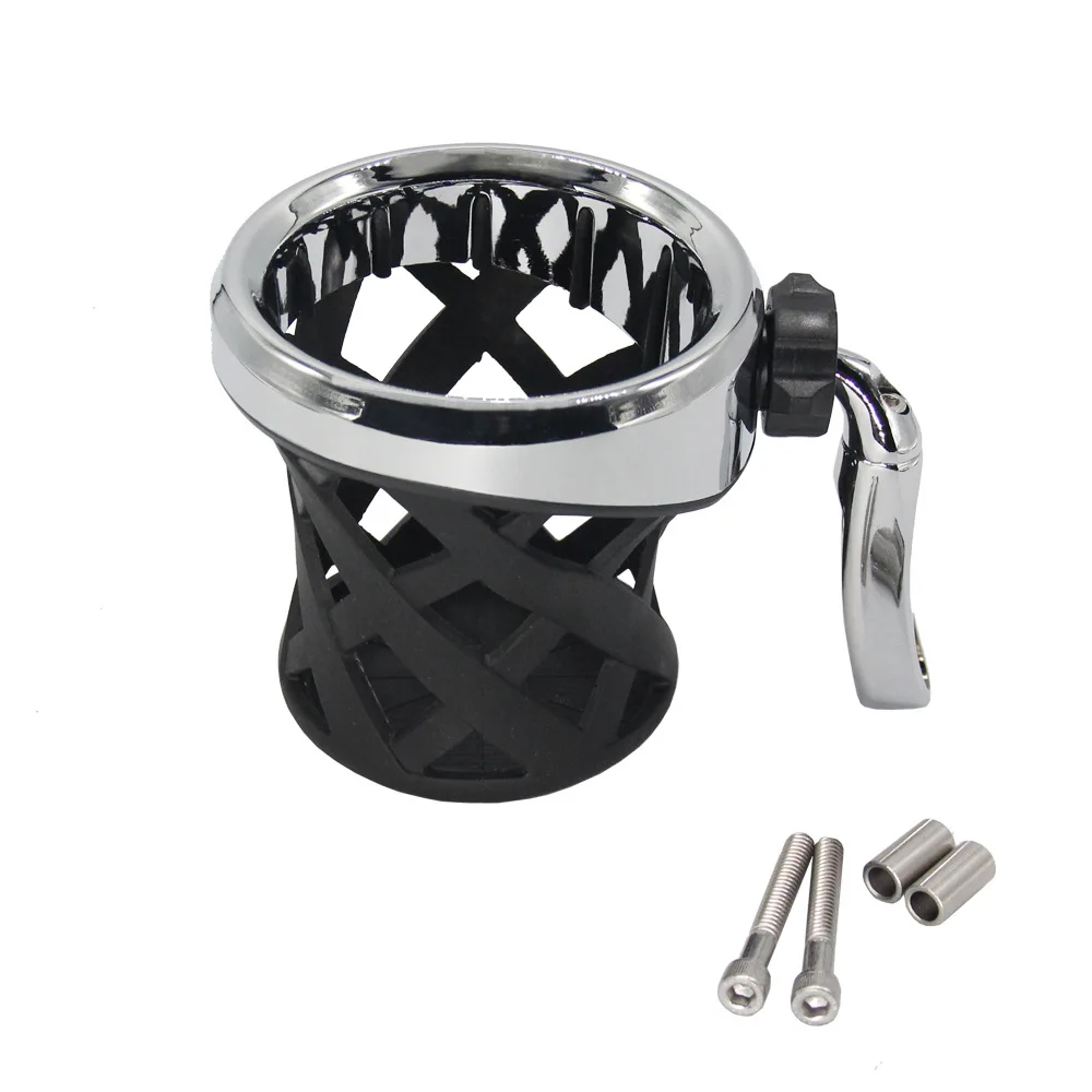 

Motorcycle Handlebar Cup Holder Drink with Mesh Basket Mount for Dyna Softail Electra Glide 1996-Up