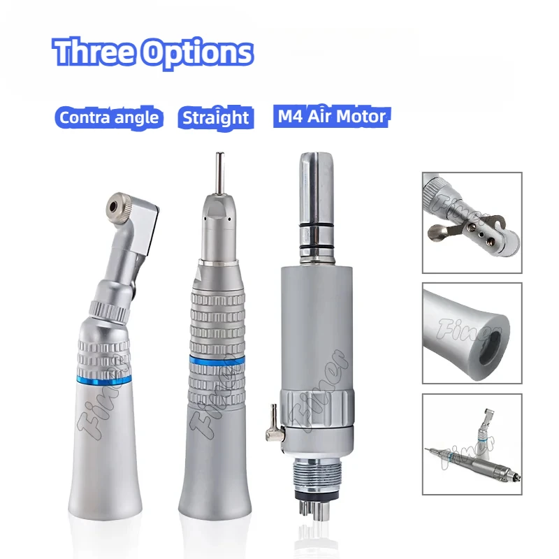 

Dental Low Speed Handpiece Contra Angle CA 2.35mm 1:1 Straight Nose Cone 4 Hole Air Motor Low Speed Piece External Water Spray