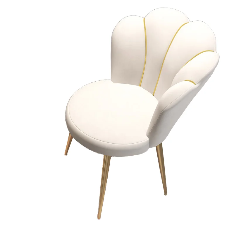 Nordic Style Metal Makeup Stool with Comfortable Backrest Modern Home Bedroom Manicure Desk Chair for Dormitory Sitting