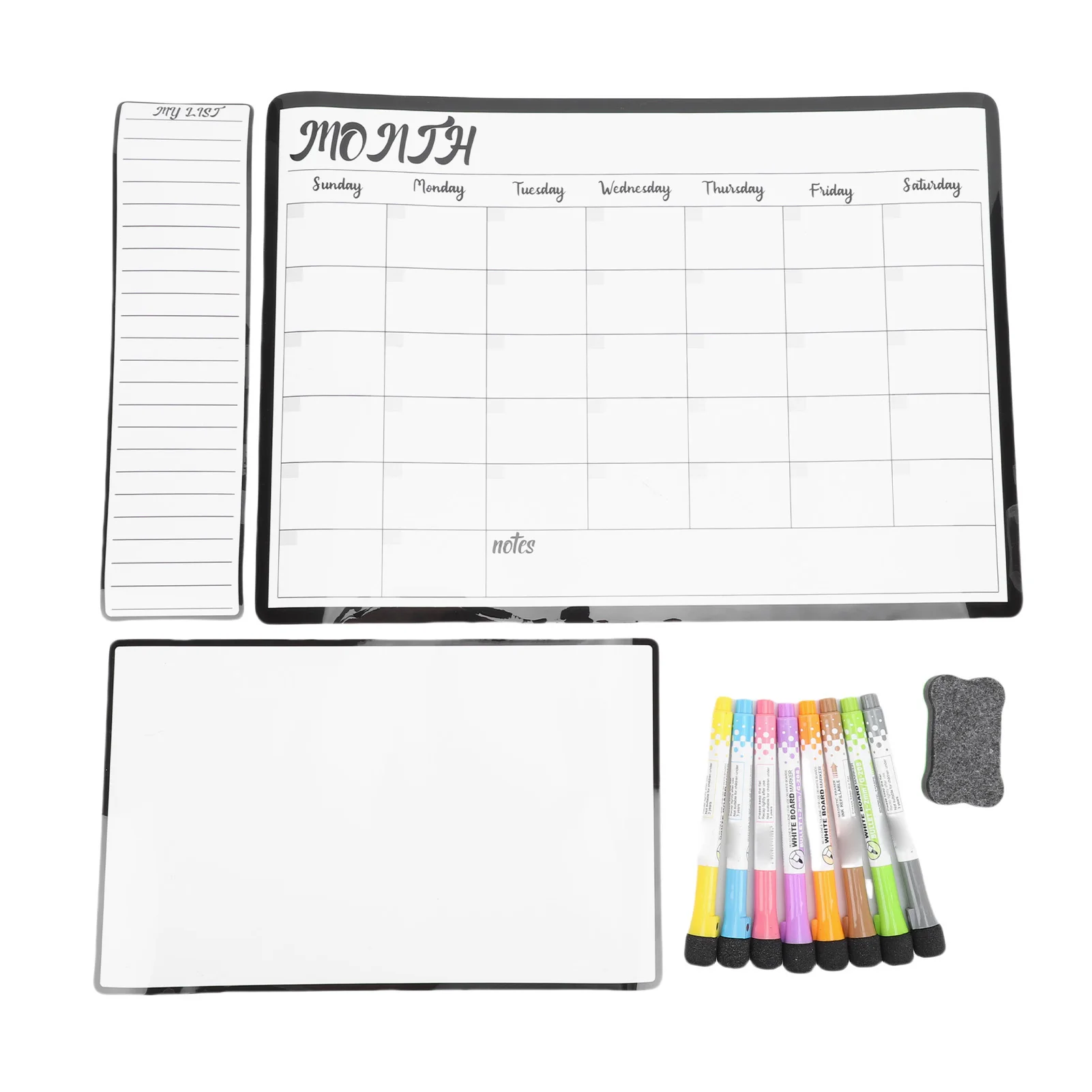 Magnet Planner Kit 8 Color Markers and Eraser Dry Erase Calendar Whiteboard for Home School Office Weekly Monthly Scheduling