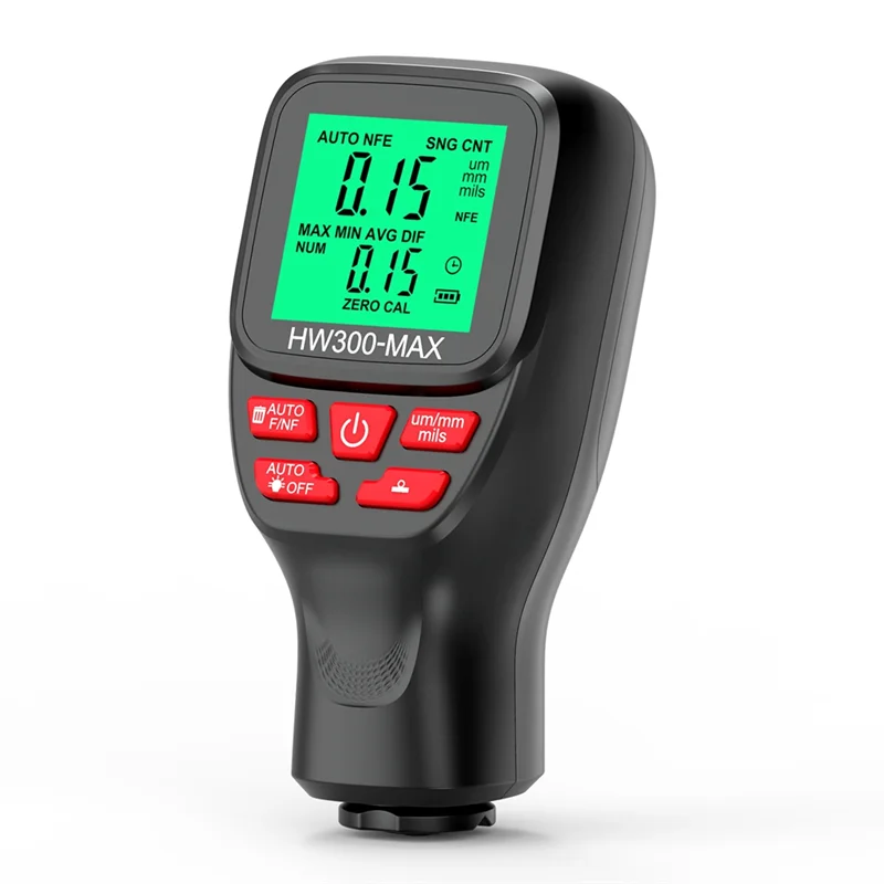 تتجه الآن HW300-MAX قياس سمك الطلاء 0-2000UM طلاء السيارات فيلم أداة قياس طلاء السيارات أسود