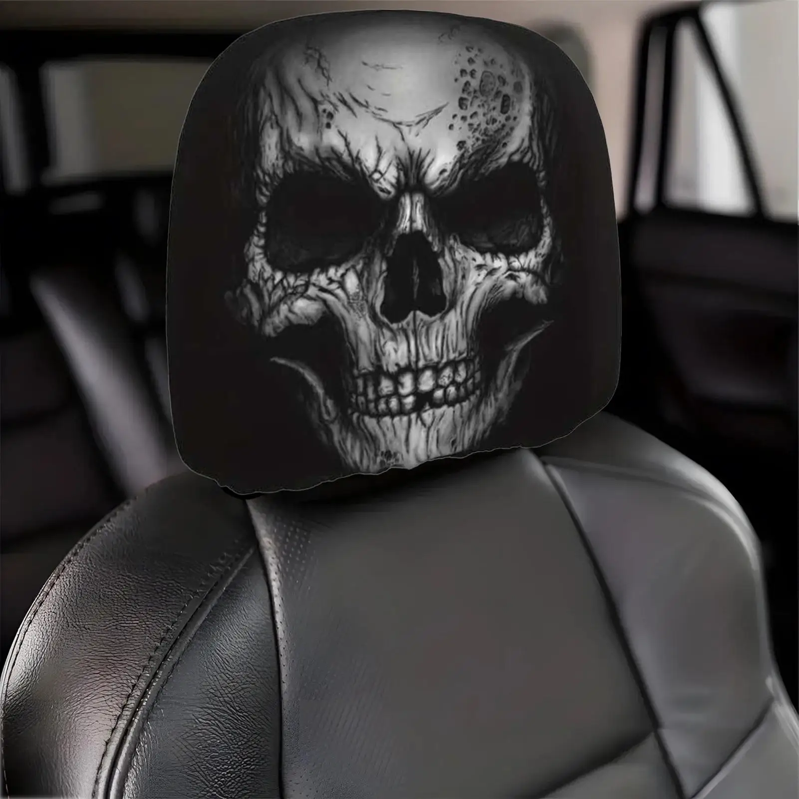 Funny Cartoon Car Headrest Covers 2Pcs/set Ice Silk Elastic Car Seat Headrest Cover for Car Sedan Truck Suv Vehicle Front Seat