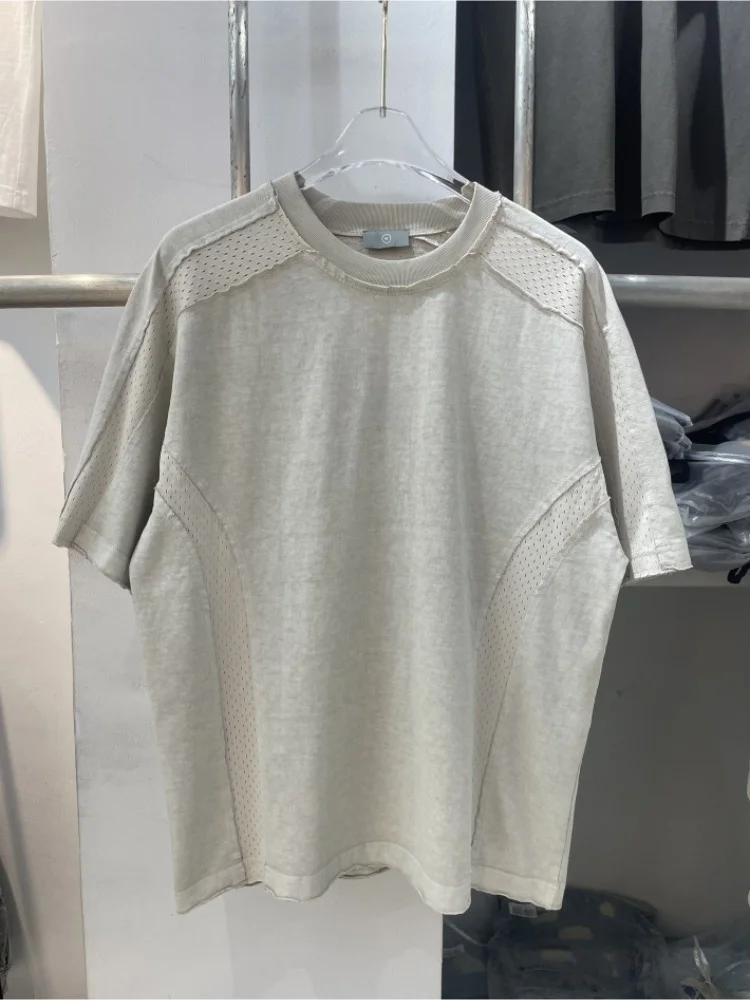 

Retro American Thug Club ort Sve T-irt Patchwork Color Blo Casual Loose Fit Breathable Cotton Youth Faion Top