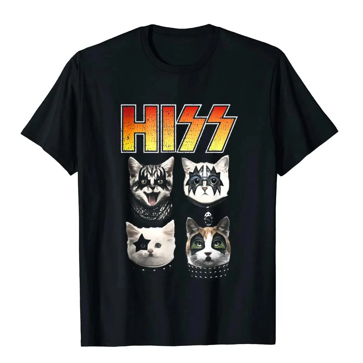 Hiss Cat Fitness Top T-Shirts t shirt For Men Cotton Chinese Style T Shirts HISS Funny Cat  Shirt Cat Lover TEES TOPS harajuku