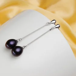 Natural Freshwater Pearl Earrings 7-8mm Rice Shape Pearl 925 Sterling Silver Earrings for Women Girls Jewelry Gift