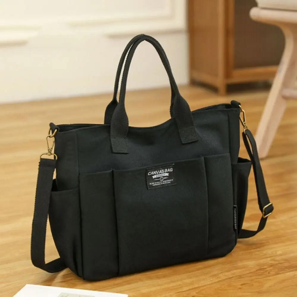 Ins سعة كبيرة قماش حمل حقيبة عادية بسيطة حقيبة تسوق حقيبة يد محمولة قماش حقيبة كتف السفر