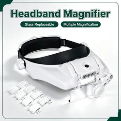 LED Magnifier 1.5x 2x 2.5x 3x 3.5x 8x Magnifying Glasses for Jewelry Watch Electronic Repair Hands-Free Loupe
