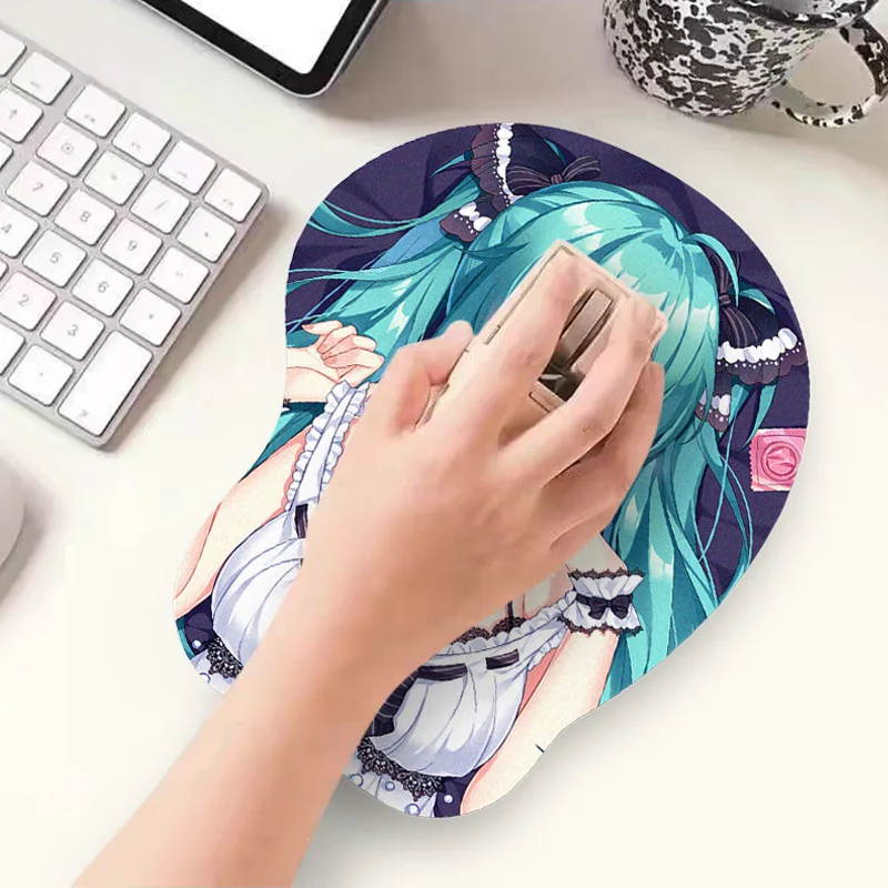 Tapis de souris repose-poignet stéréo 3D en Silicone, coussin de soutien de poignet ergonomique, main Anti-souris, tapis de poignet de jeu pour le bureau et la maison, Anime