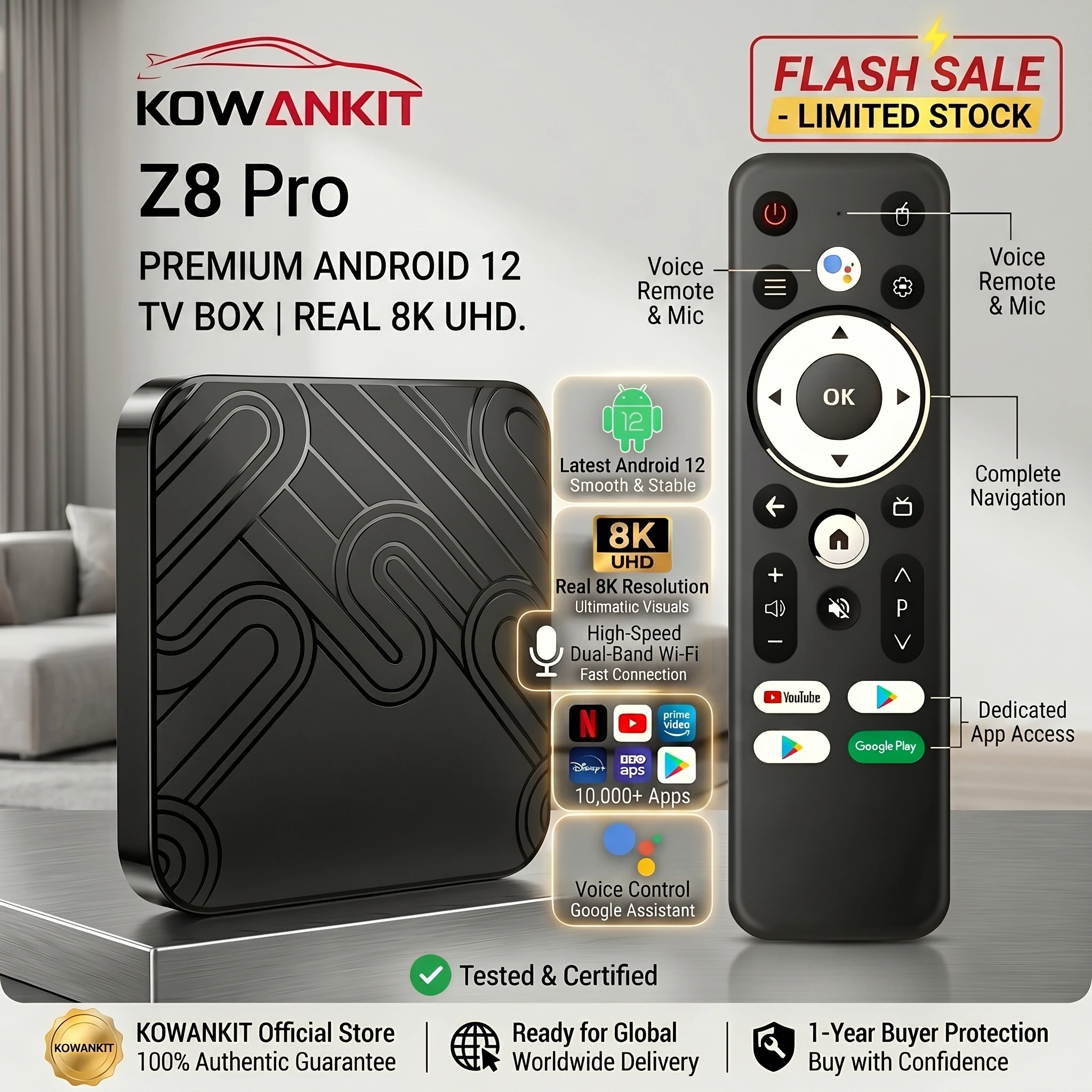 Z8 Pro 8K UHD TV Box 2026 Android 12 H618 16G WiFi Dual 5G TV Box BT 5.0 Asistente de Voz 4K HDR Reproductor Multimedia YouTube Set Top Box