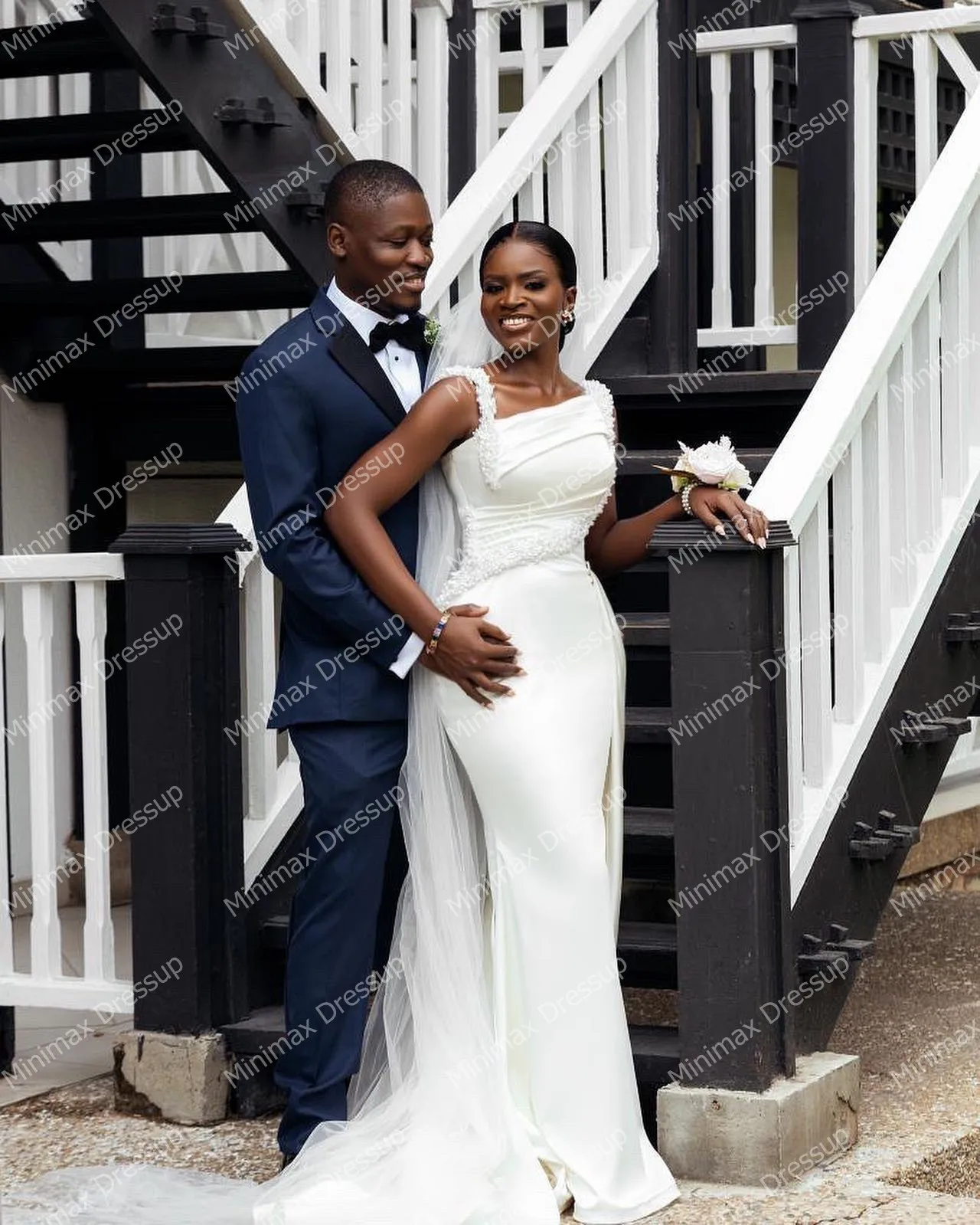 Vestidos de novia africanos de satén de alta calidad, vestidos de novia de sirena con cuentas de perlas bonitas, longitud hasta el suelo, tafetán Aso Ebi