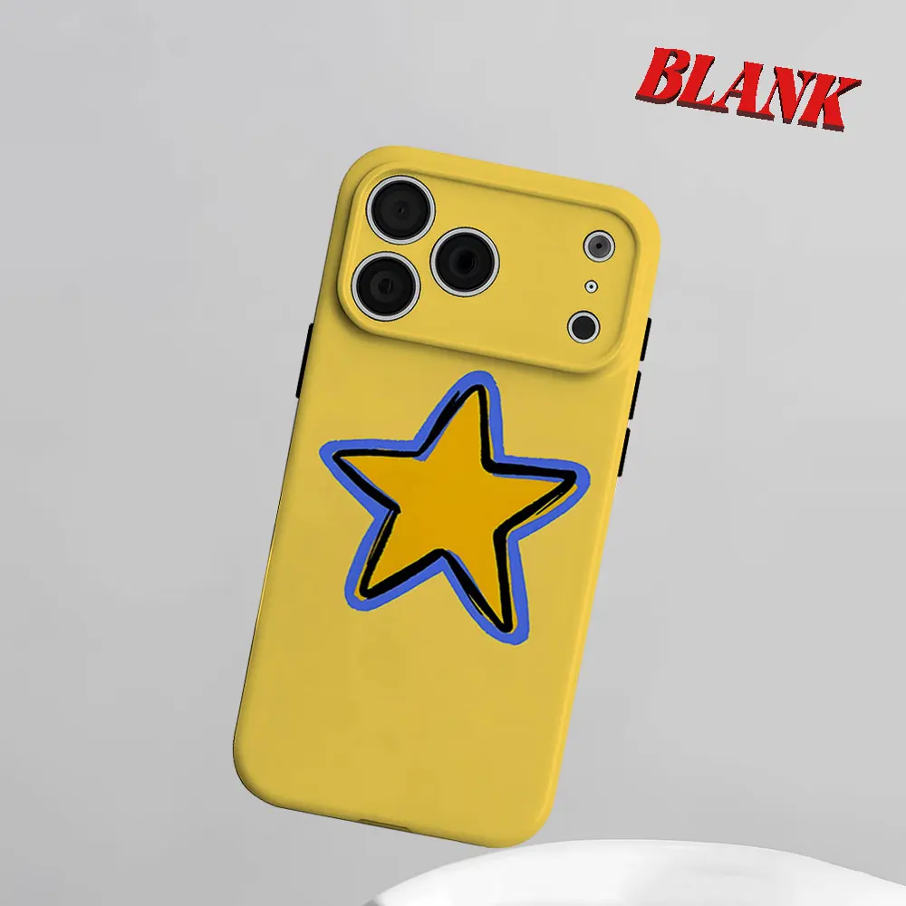 Yellow Star 2-in-1 Phone Case For iPhone 17 16 15 14 13 Pro Max Air 16e INS Flower Hard PC Bumper Cover Coque