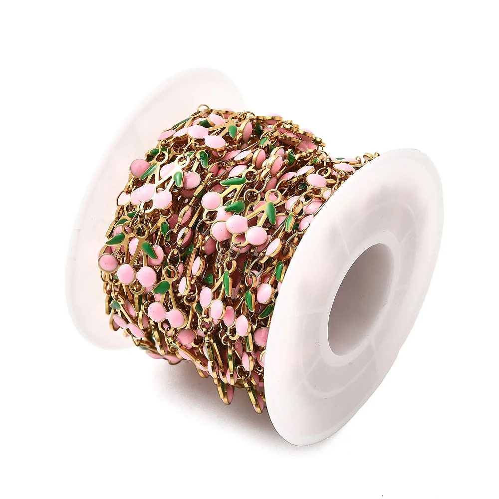 PandaHall 5m/Rolle IP 304 Edelstahl Emaille Kirschblüten-Charm-Kette, gelötet mit Spule für Halsketten- und Armbandherstellung – Detail 17