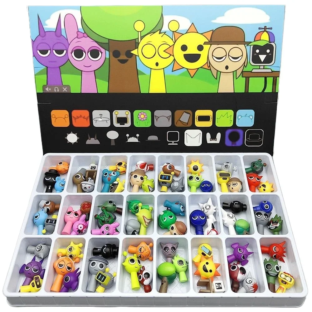 6/72 قطعة/المجموعة البسيطة Sprunki عمل الشكل لعبة الكرتون فيلم Sprunki Wenda نموذج دمية التماثيل الاطفال هدايا هدية الكريسماس