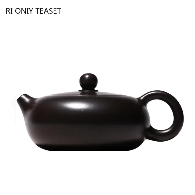 180ML Chinese Yixing Filter Tea Pot Purple Clay Flat Xishi Teapots Raw ore black Mud Kettle Handmade Boutique Zisha Tea Set