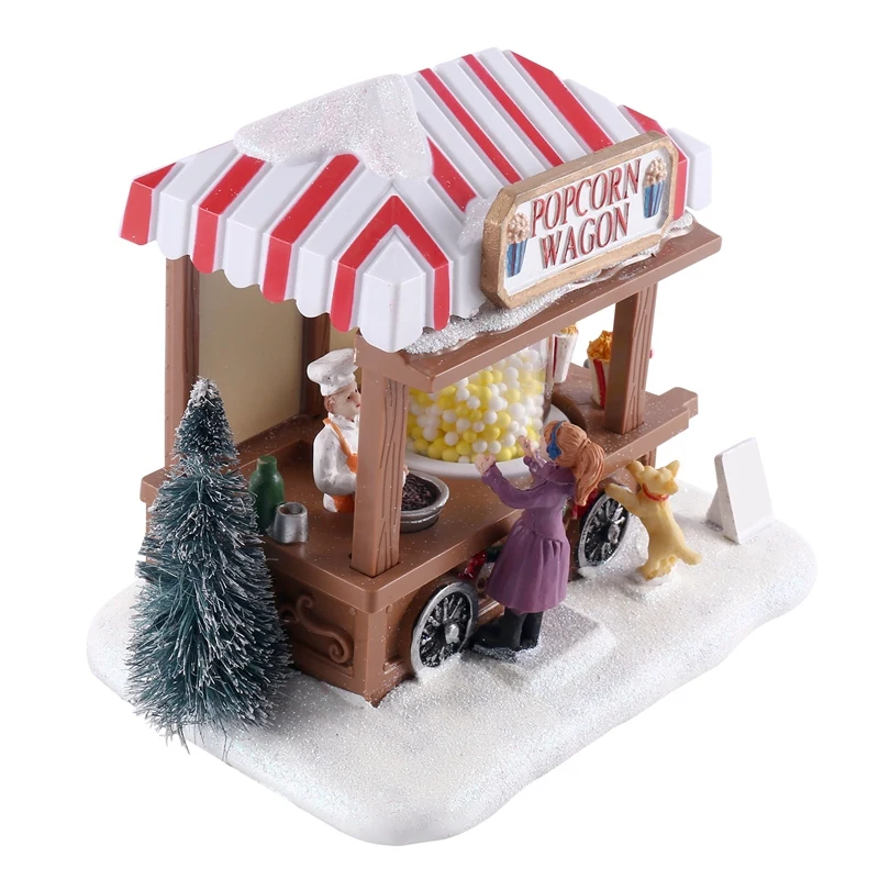 Chrimas Decorative Music Lighted House LED Lighted Christmas Village Houses Multicolored Christmas Vacation Village with Music C