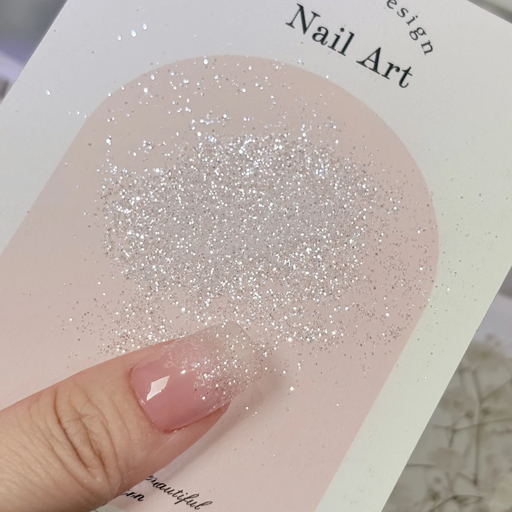 1,5 g/Glas weißes Zucker-Nagelpulver, funkelnder, glänzender Diamantstaub, Sand, Süßigkeiten, Mantel, Nägel, Pullover-Design, glänzendes Glitzer-Zuckerpulver