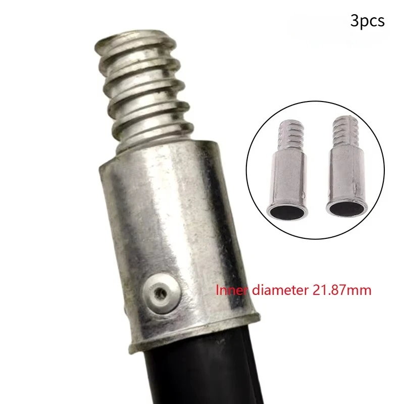 3Pcs Broom Extension Pole Adapter Tips Metal Threaded Handle Tips End Adapter Repair Kit Connector Handle Extension