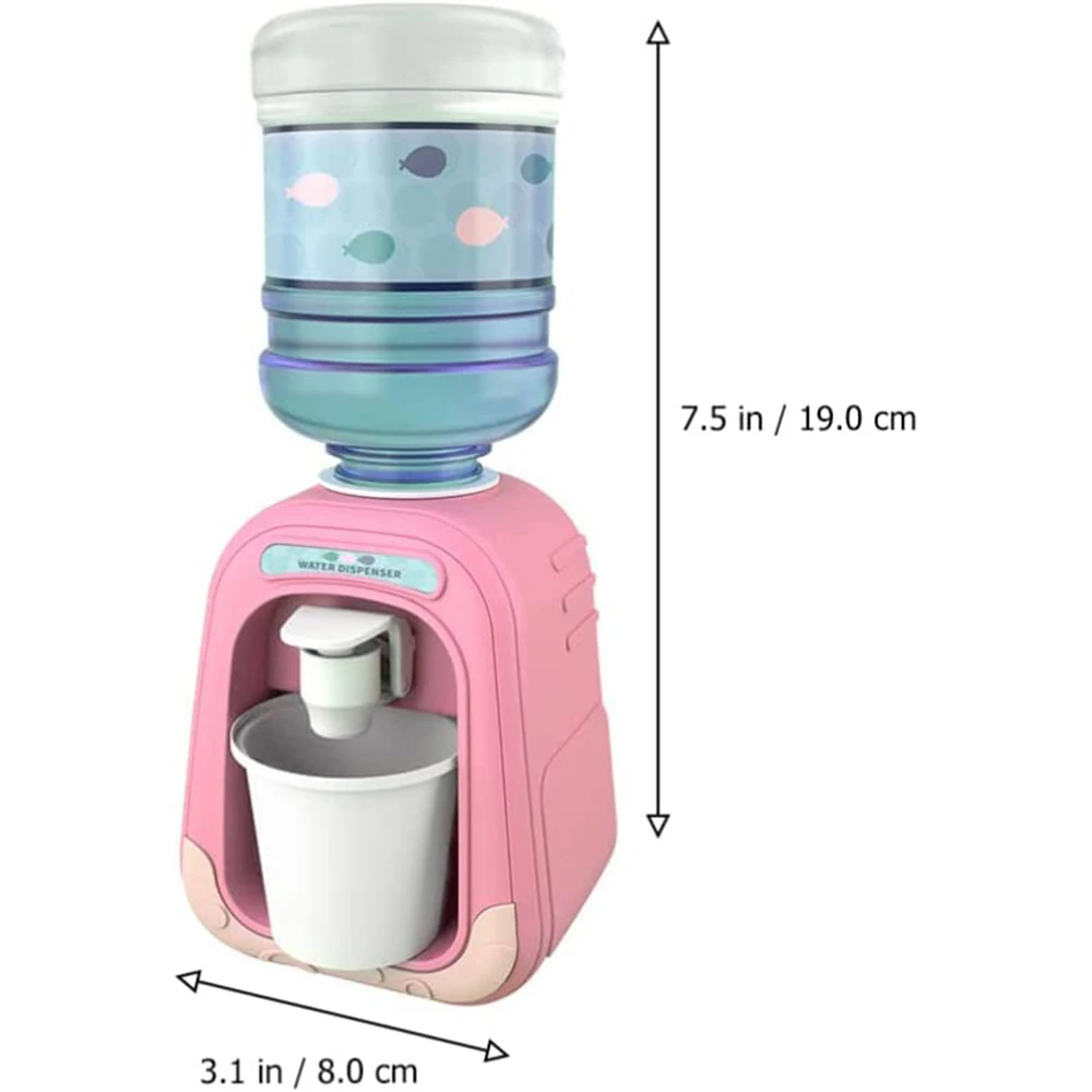 Mini Children Dual Water Dispenser Toy Cute Cold/Warm Water Juice Milk Drinking Fountain Simulation Cartoon Kitchen Toy for Girl