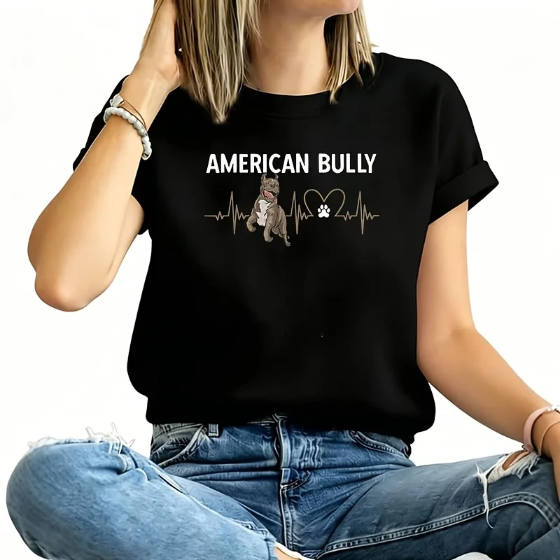 American Bully Dog Heartbeat XL American Bully Women's Plus Size T-Shirt 100% Cotton 220g