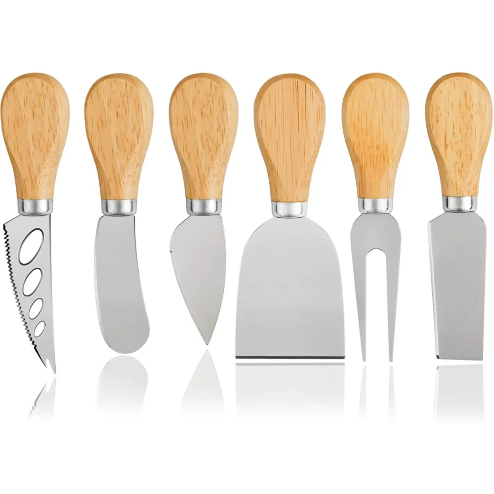 

Cheese Knives Set - Cheese Knife, Spreader, Fork, Slicer, Cheese Cutter, Butter Knife – 6PCS Mini Stainless