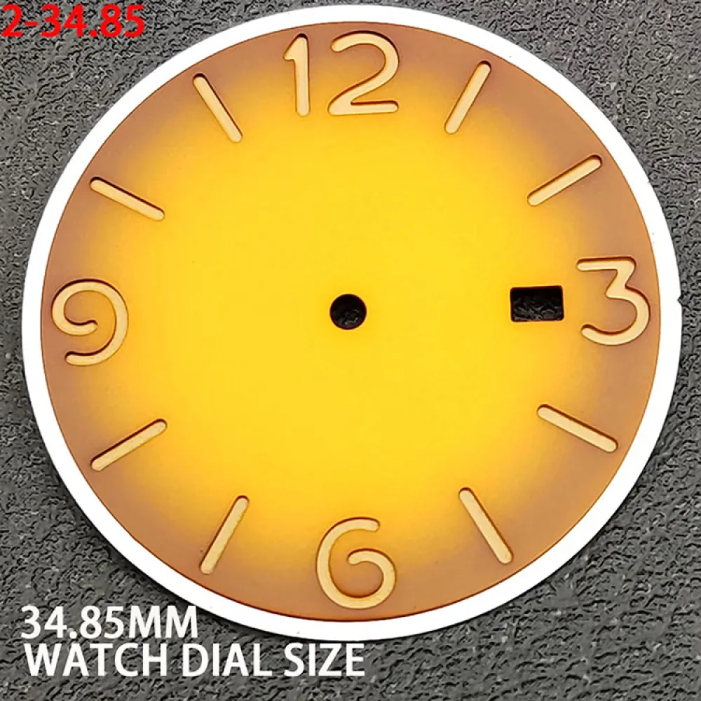 34.85 مللي متر الطيار ساعة الطلب مضيئة 3.6.9.12 عدد مؤشر تقويم واحد ساعة رجالي تعديل الملحقات لحركة NH35