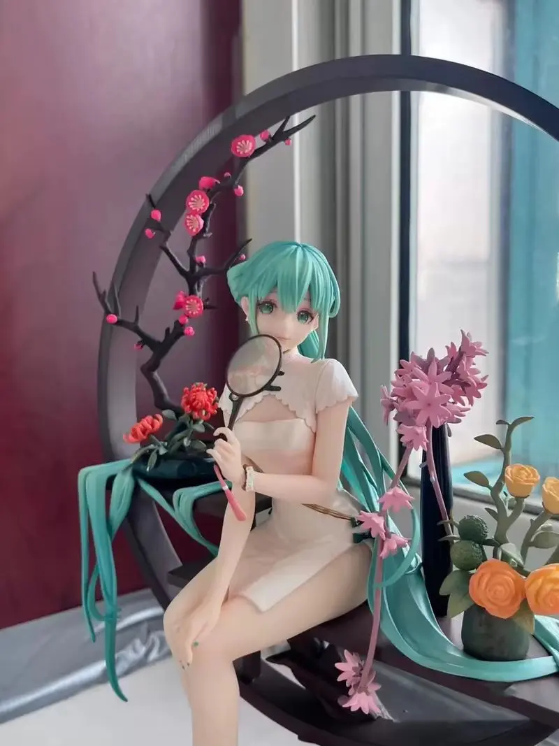 Hot Sale 25cm Hatsune Miku Anime Figure Cheongsam Miku Ancient Customs Statue Pvc Figurine Collectible Model Toys Birthday Gifts