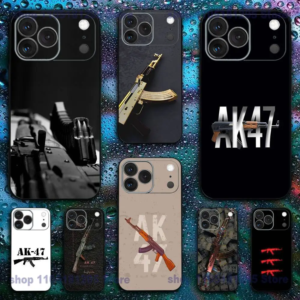 

Ak-47 King of Guns Phone Case For iPhone 17,16,15,14,13,12,11,XR,Pro,XS,Max,XR,Plus,Mini Soft Silicone Black Shockproof
