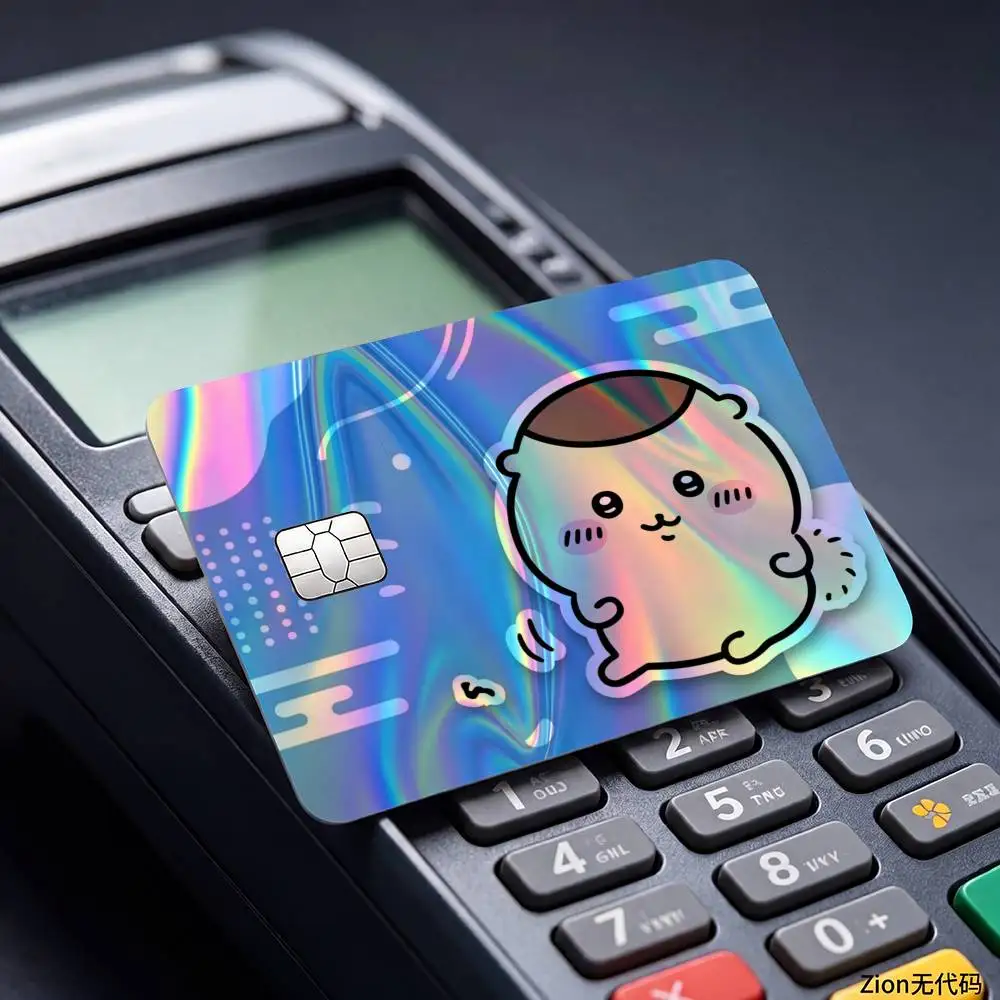 C-chiikawasS Laser Reflective Card Skin Sticker For Debit Credit Card