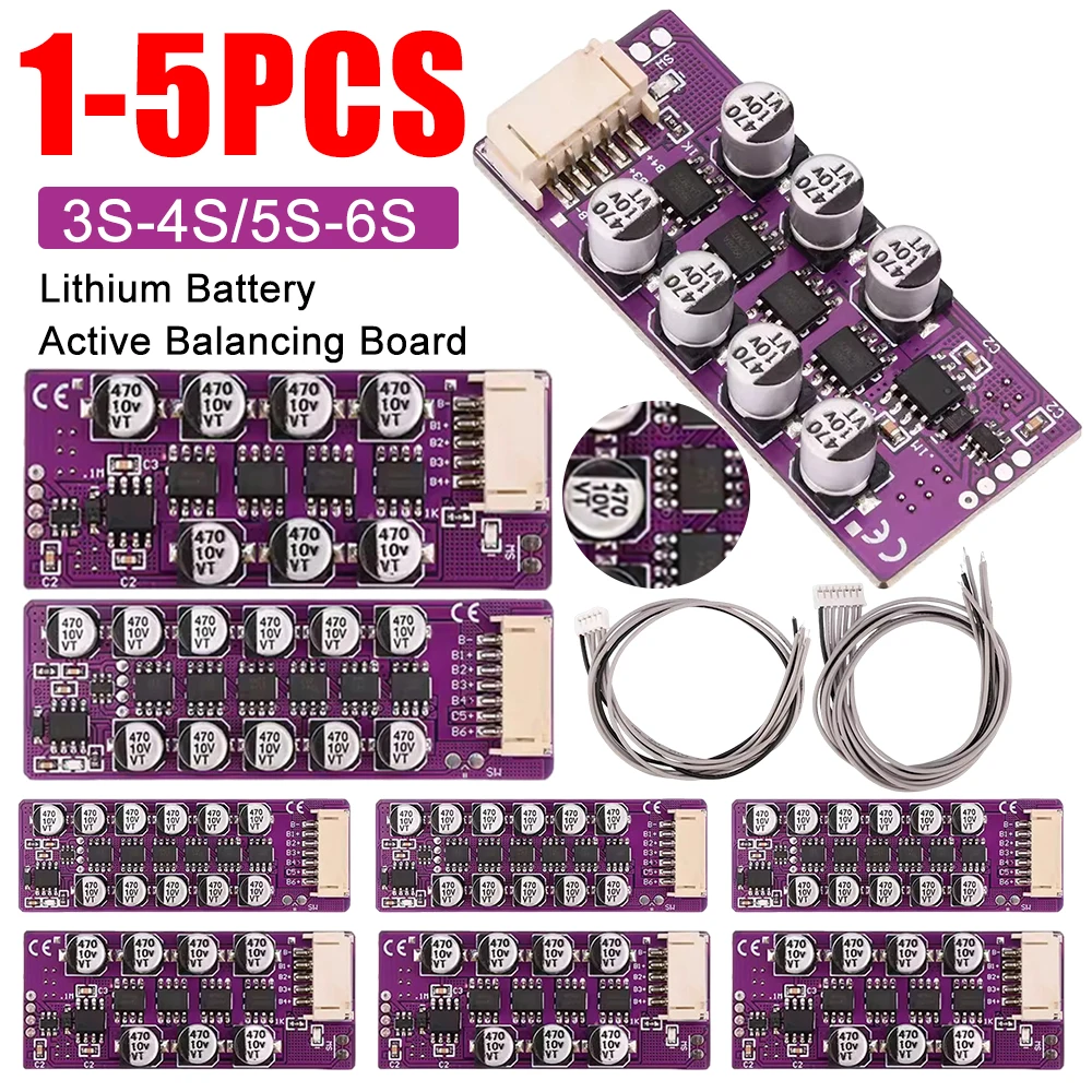 1-5PCS 3S-4S/5S-6S Lithium Battery High Current Capacitive Active Balancing Board Energy Transfer High Precision Low Heating