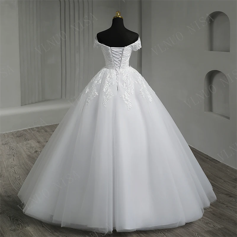 Real Video White Off The Shoulder Vestido De Noiva Wedding Dress Plus Size Vestidos De Novia Bridal Tulle Mariage Customized