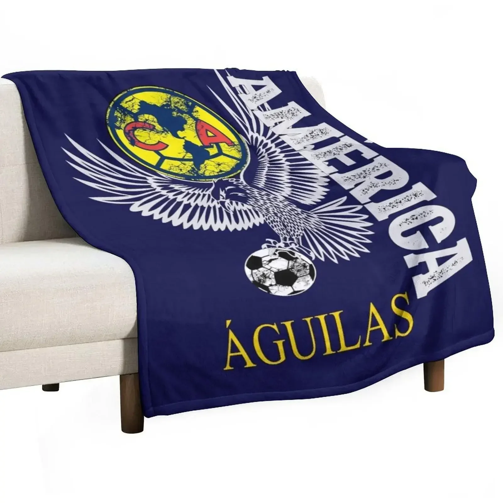 Aguilas del America Playera Futbol Mexicano Liga Mx Throw Blanket Softest Plaid Multi-Purpose Blankets