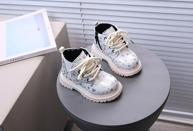 Bling Stars Allover-Print Kinder-Stiefeletten für Mädchen Weiche Sohle Herbst Prinzessinnen-Schuhe Glänzende Kinder-Kurzstiefel – Detail 6