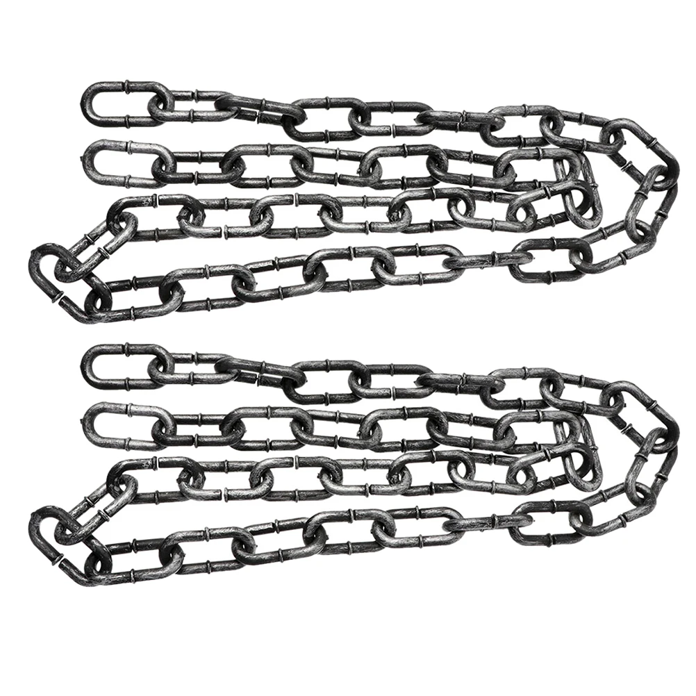 

2pcs Halloween Chains Prison Chain Plastic Fake Chains For Haunted House Cosplay Accessories Adjustable Durable Horror Chain