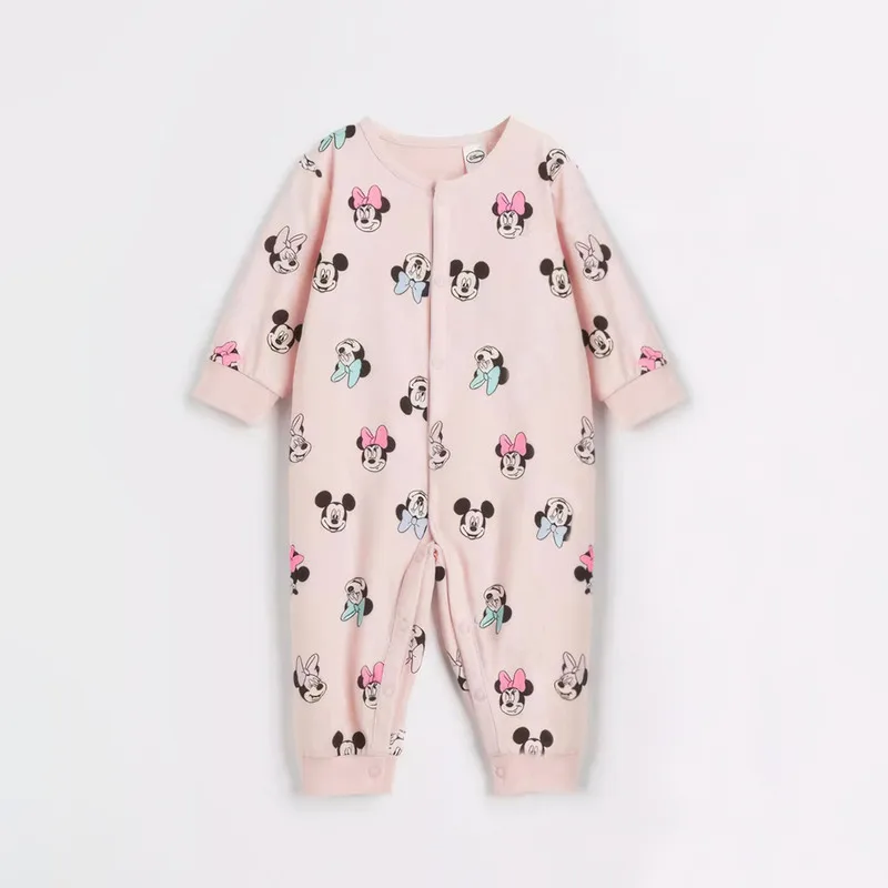 Cute Mickey Minnie Rompers Spring Autumn Baby Cotton Long Sleeve Jumpsuit Infant Clothes