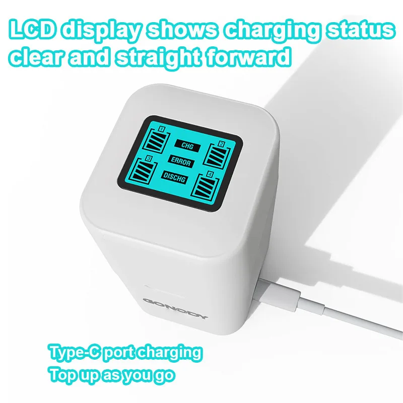 GOODY LCD display intelligent 4-slot 1.2V Nickel Hydro AA rechargeable with intelligent battery charger（green)）