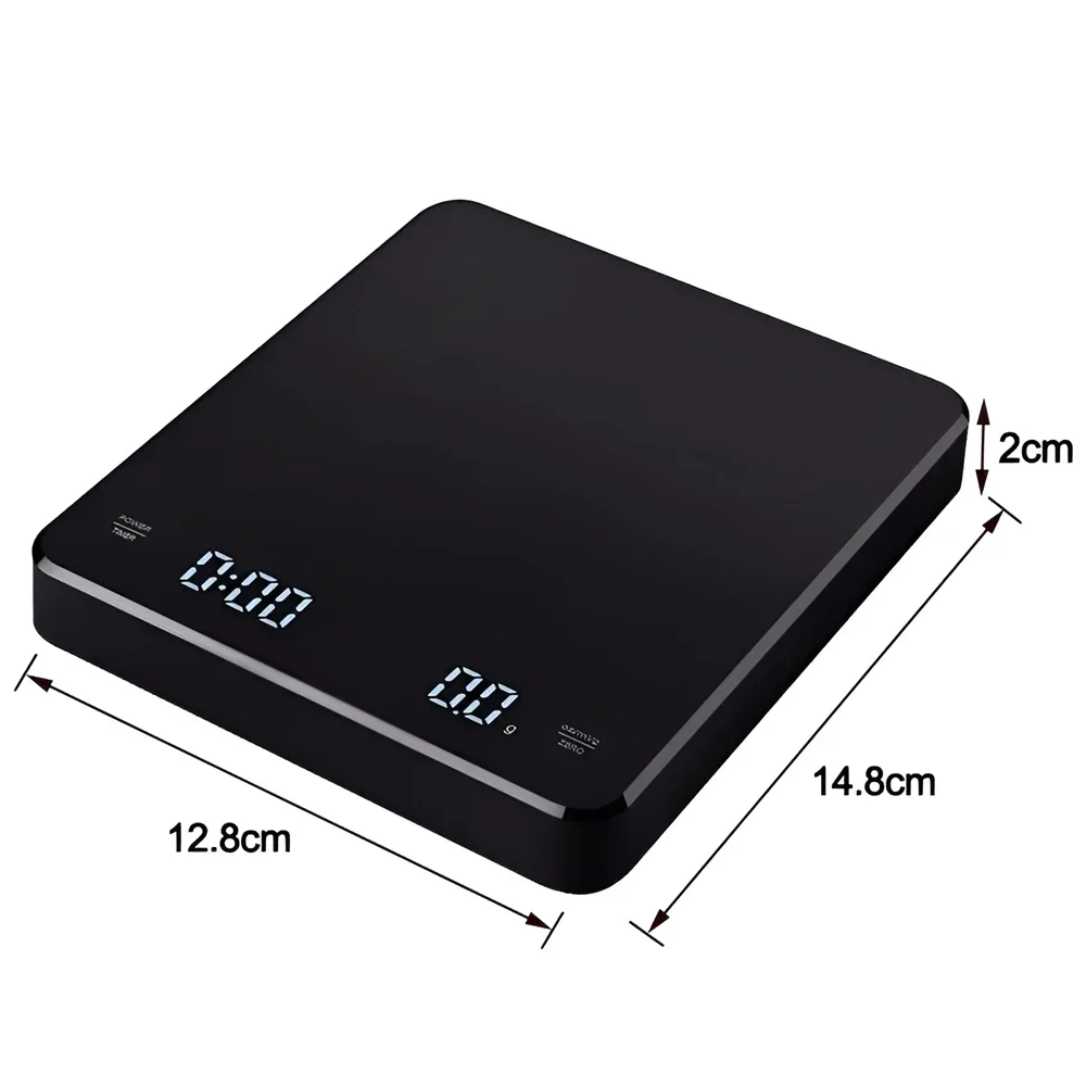 1Set elektronische koffieweegschaal met siliconen pad Digitale koffieweegschaal met timer LED-display USB-opladen Home Cafe Gebruik goed cadeau