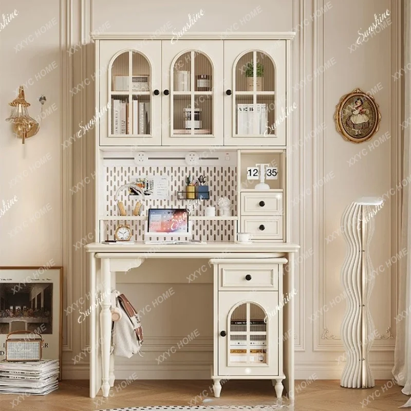 HHcream-style solid wood household corner desk and chair combination