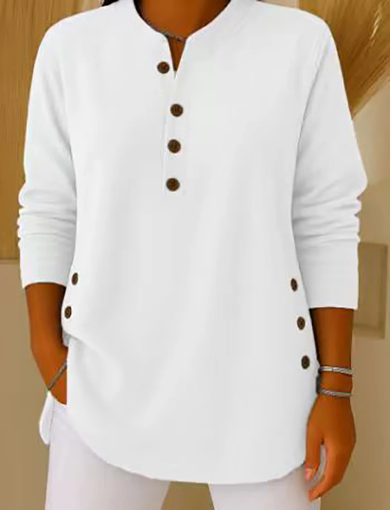 

3pcs T-Shirt Women Corduroy V-Neck Butter Decortion Loose Long-Sleeved top Outdoor S-3XL