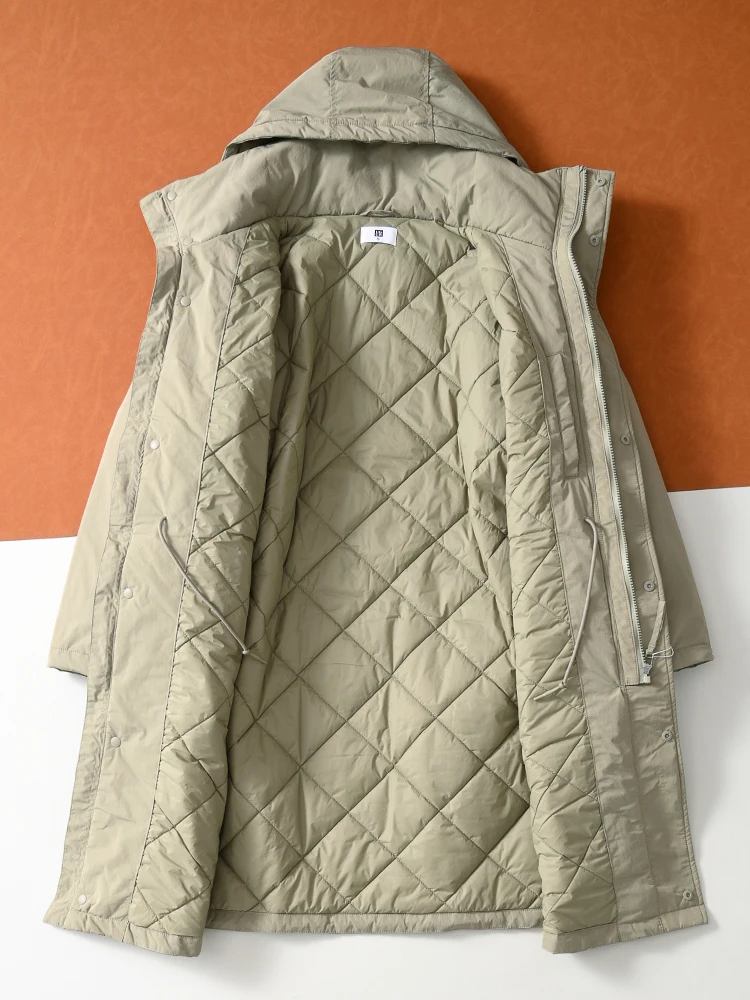 

Men's Winter Thiened Hooded Jaet Warm Mid-Length Cotton Coat Windbreaker Outerwear Try-Room Available Faion Urban Sle