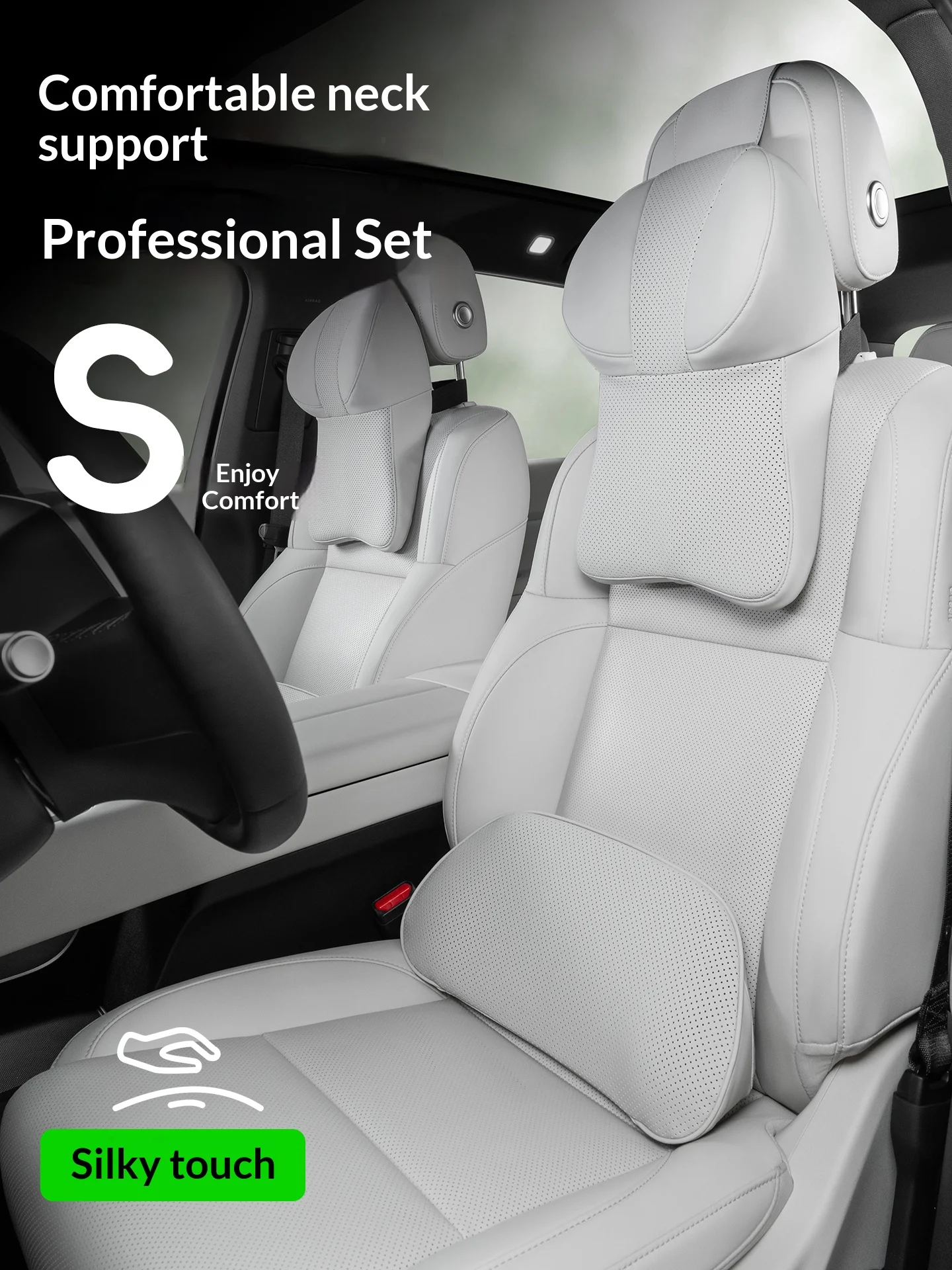 

New Arrival Car Neck Pillow And Lumbar Support Set With Extended And Widened All-round Support Breathable Soft And Comfortable