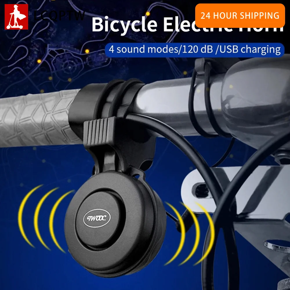 Bicycle Bell Electronic Horn Scooter Audio Warning Safety Trumpet Siren Alerm E-Bike Cycling Alert USB Rechargeable 4 Sound Mode