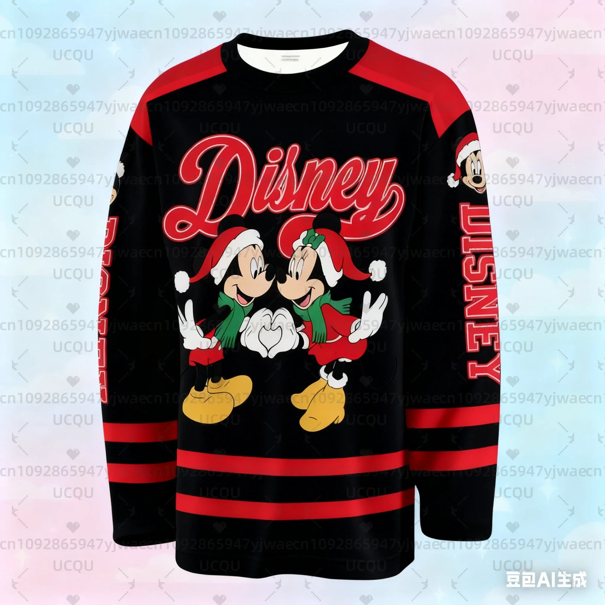 

Осенний Рождественский хоккейный трикотаж с Микки Маусом для отдыха, футболки с длинными рукавами для взрослых и детей, дышащая быстросохнущая футболка, топы