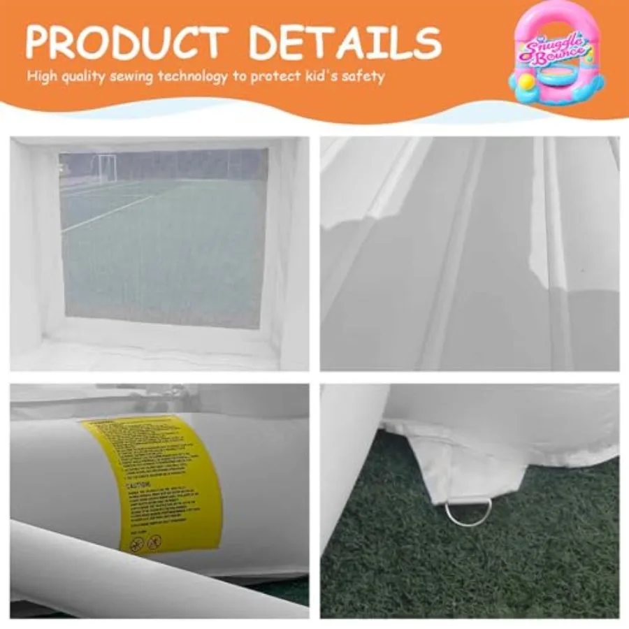 Maison gonflable blanche de 9 pieds, maison gonflable pour tout-petits de 3 à 6 ans, cadeau de fête avec souffleur, cavalier blanc, château gonflable, mariage
