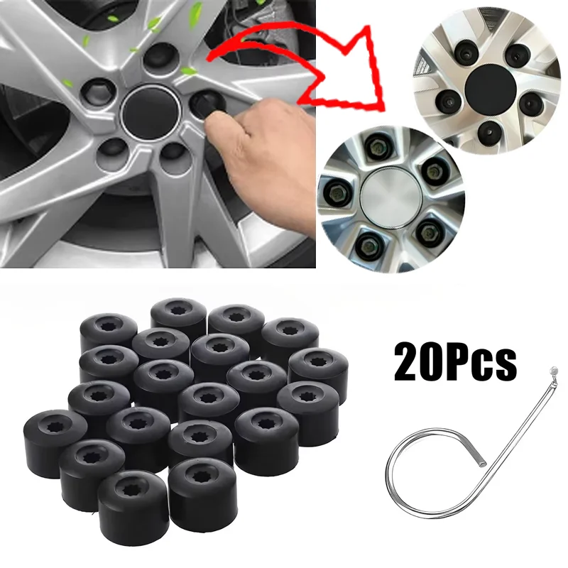 

20Pcs 17mm Car Tyre Nut Bolt Head Cover Cap High Quality Wheel Hub Screw Decorative Dust Proof Protector Covers Auto Accessories