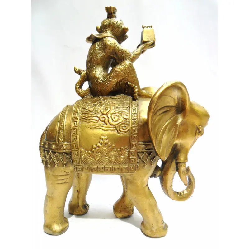 with , carrying , riding elephant ornament, bronze monkey home decor