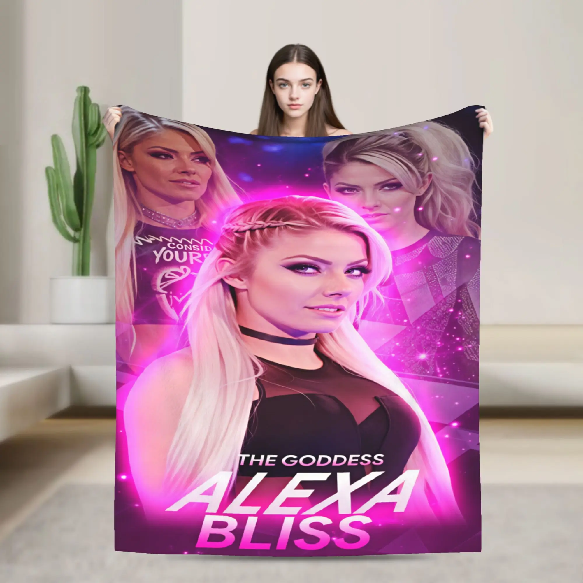 Couverture super chaude A-Alexa Bliss, couverture de pique-nique en peluche, couverture fantaisie pour canapé, couvre-lit en flanelle, couvre-lit pour canapé-lit